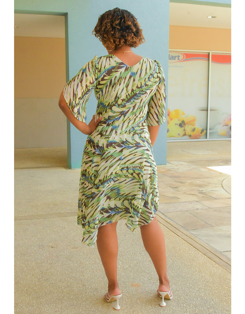 FUMIE- Printed 3/4 Sleeve Dress