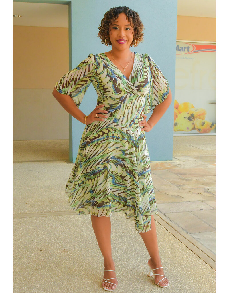 FUMIE- Printed 3/4 Sleeve Dress