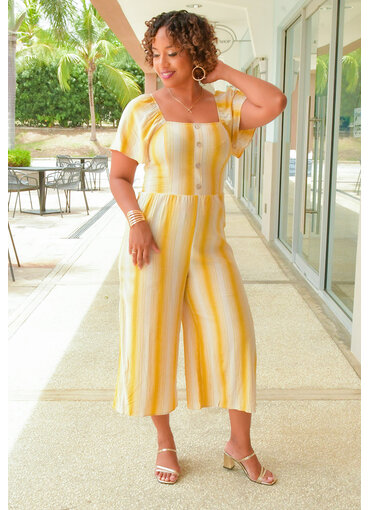 KIMIA- Stripe Print Jumper with Elastic Back