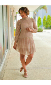 Maison Tara MACK-Turtle Neck Balloon Sleeve Dress
