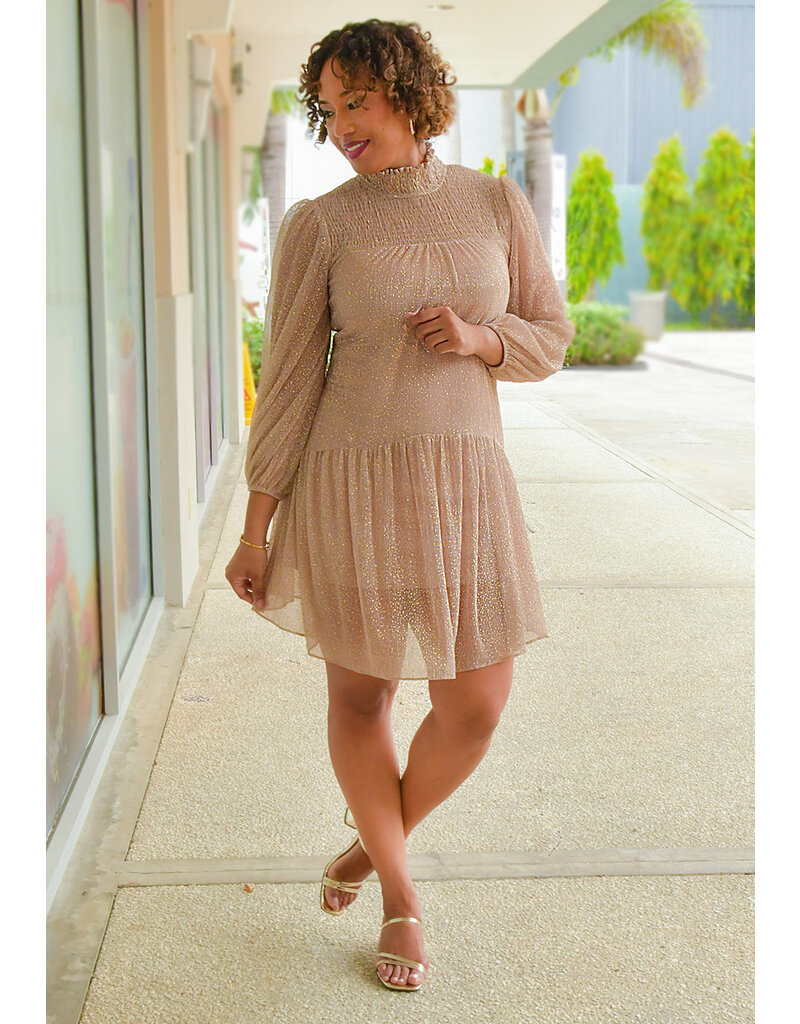 Maison Tara MACK-Turtle Neck Balloon Sleeve Dress