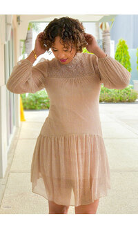Maison Tara MACK-Turtle Neck Balloon Sleeve Dress