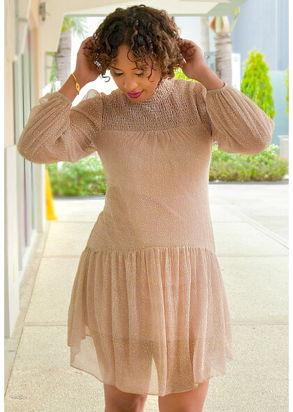 Maison Tara MACK-Turtle Neck Balloon Sleeve Dress