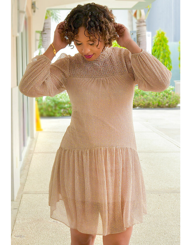 Maison Tara MACK-Turtle Neck Balloon Sleeve Dress
