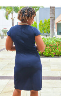 Sandra Darren REEDIO- Solid Faux Lap Dress with Buckle