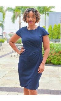 Sandra Darren REEDIO- Solid Faux Lap Dress with Buckle