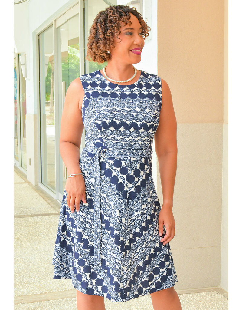 REIDEL- Circle Print Dress with Band
