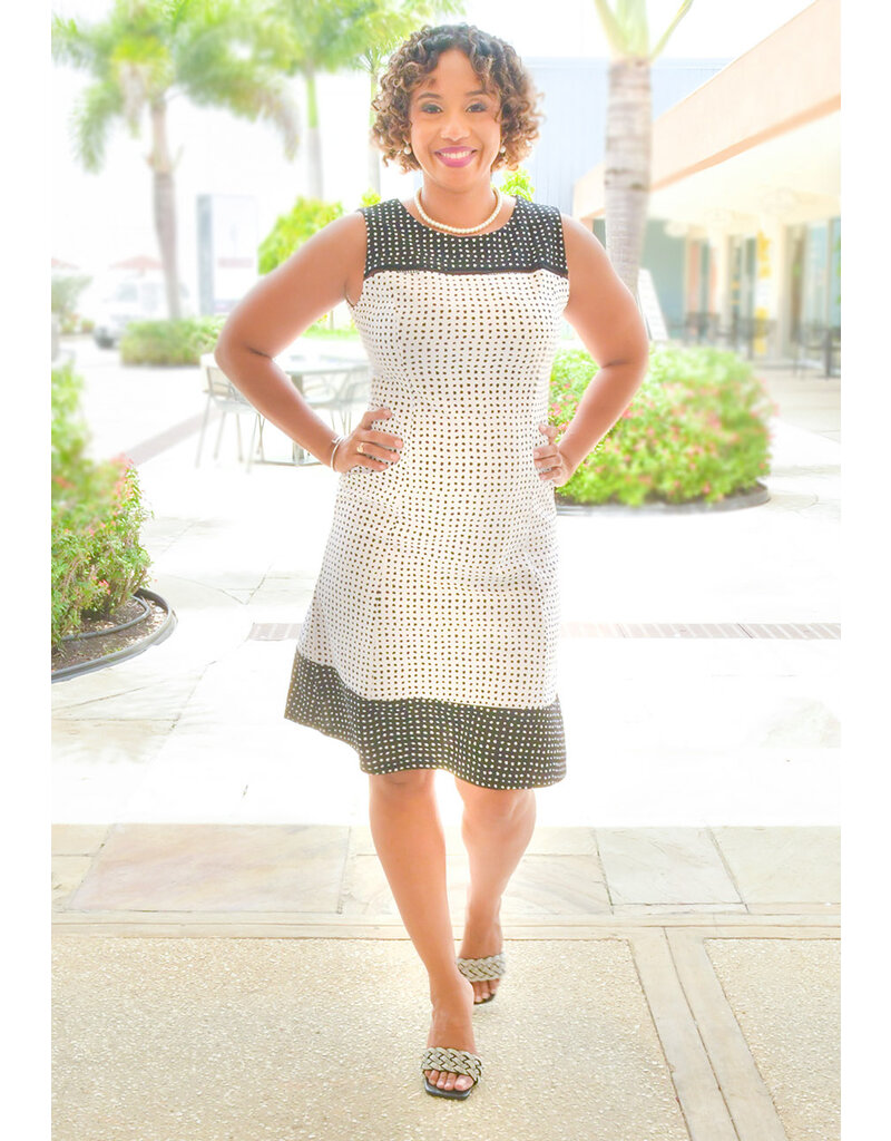 RIAVEL- Armhole Round Neck Dotted Print Dress