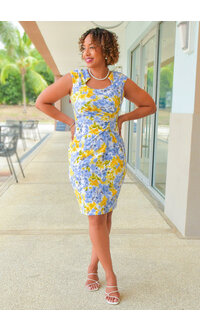 Shelby & Palmer RONIA- Floral Print Dress with Gathers
