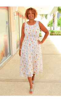 MARISSA OLIVIA FARNIA- Long Floral Dress with Pop Over