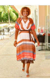 Maison Tara FOLLIO- Printed Long Dress with Puff Sleeves