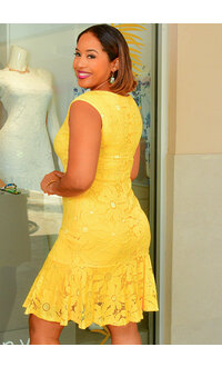 LEMAR- Solid Armhole Dress with Frill Hem