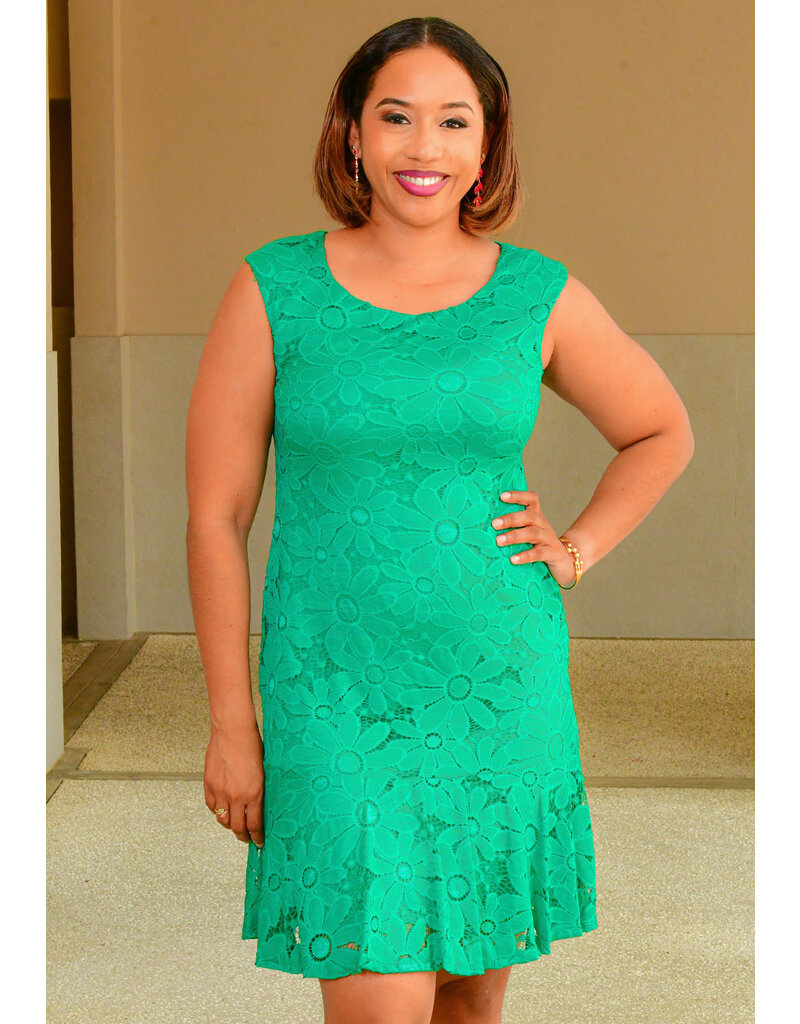 LEMAR- Solid Armhole Dress with Frill Hem