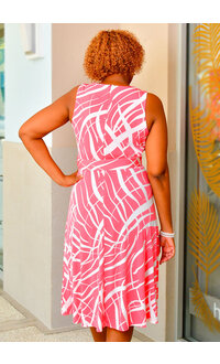 YAIR- Printed Armhole Dress with Belt