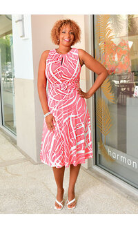 YAIR- Printed Armhole Dress with Belt