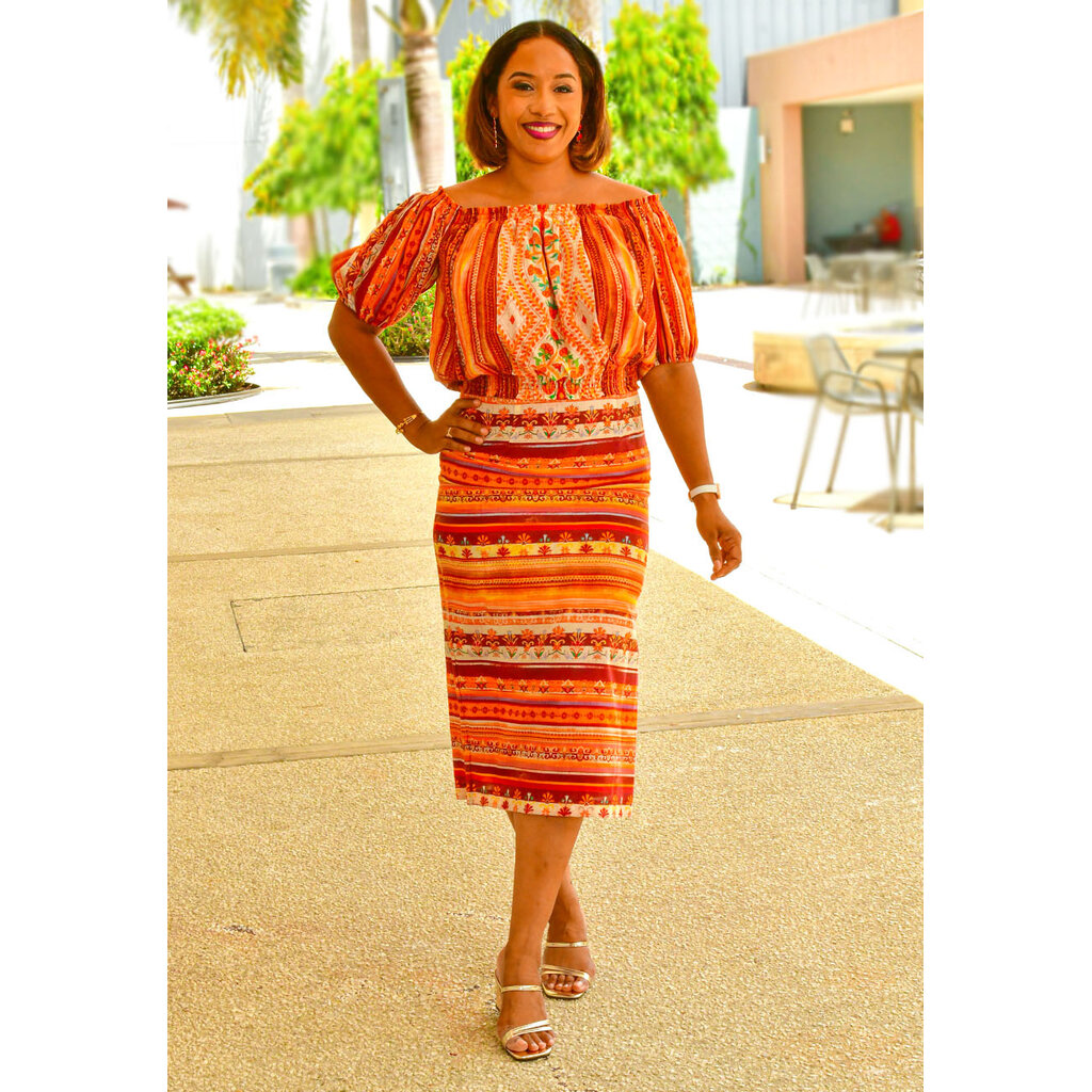 KIJAH- Printed 2 Piece Skirt Suit