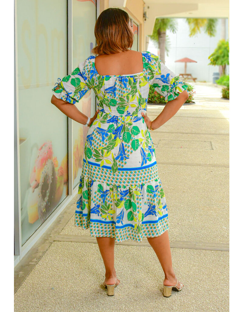 FIGUEROA & FLOWER KEYIA- Floral Square Neck Dress with Band