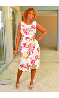 ROYIA- Floral Midi Dress with Wrap