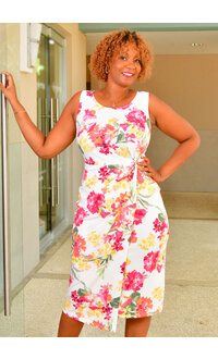 ROYIA- Floral Midi Dress with Wrap