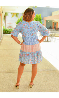MARISSA OLIVIA GILLIAN- Printed Balloon Sleeve Dress