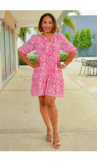 MARISSA OLIVIA GILLIAN- Printed Balloon Sleeve Dress