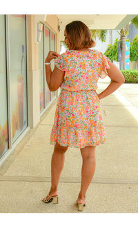 MARISSA OLIVIA FEWEL- Floral V Neck Armhole Dress