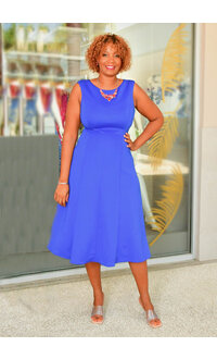 ULINK- Solid Armhole Dress with Pockets