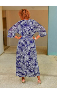 HARPER 241 MARTA- Long Printed 3/4 Sleeve Dress