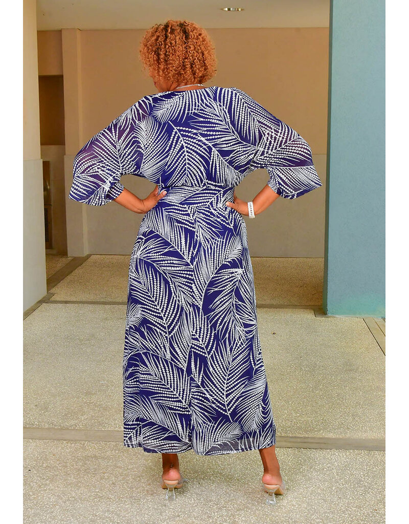 HARPER 241 MARTA- Long Printed 3/4 Sleeve Dress