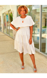 Maison Tara KIMARY- Stripe Cape Dress