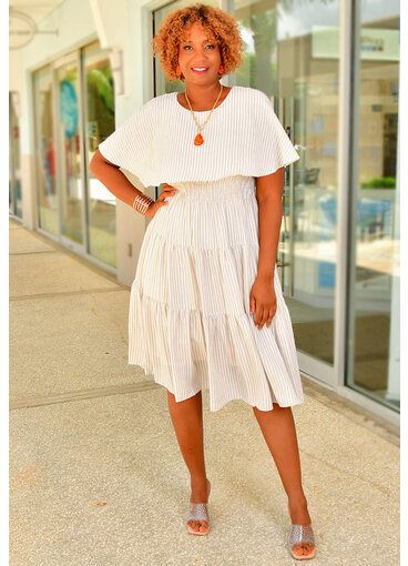 Maison Tara KIMARY- Stripe Cape Dress