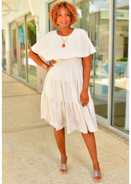 Maison Tara KIMARY- Stripe Cape Dress