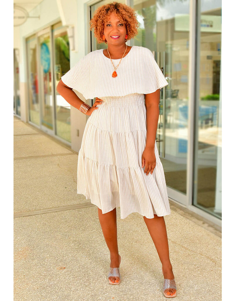 Maison Tara KIMARY- Stripe Cape Dress