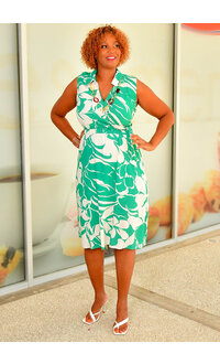 KIERA- Printed Lap Top Dress with Collar