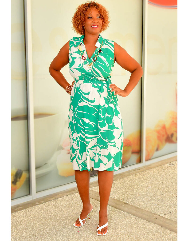 KIERA- Printed Lap Top Dress with Collar