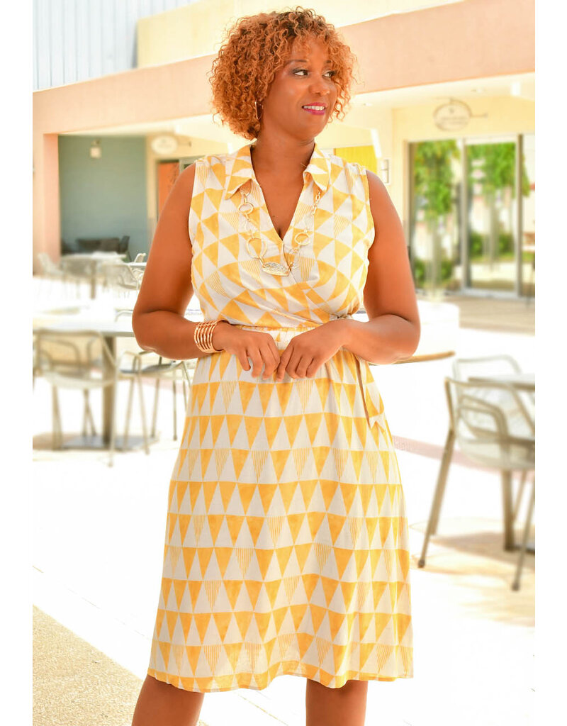 KIERA- Printed Lap Top Dress with Collar