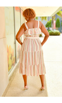 Maison Tara KENYA- Stripe Cold Shoulder Dress with Band