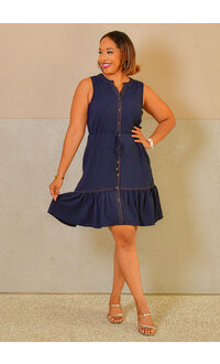 Nina Leonard KUTA- Armhole Frill Hem Dress