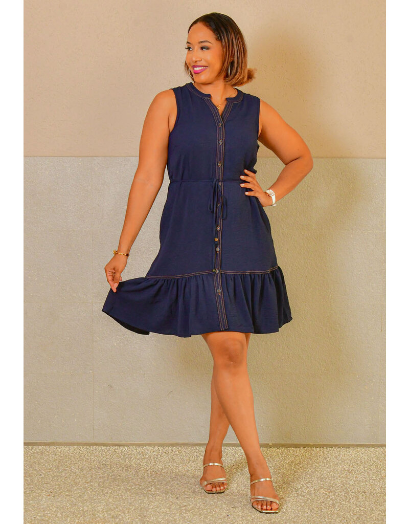 Nina Leonard KUTA- Armhole Frill Hem Dress