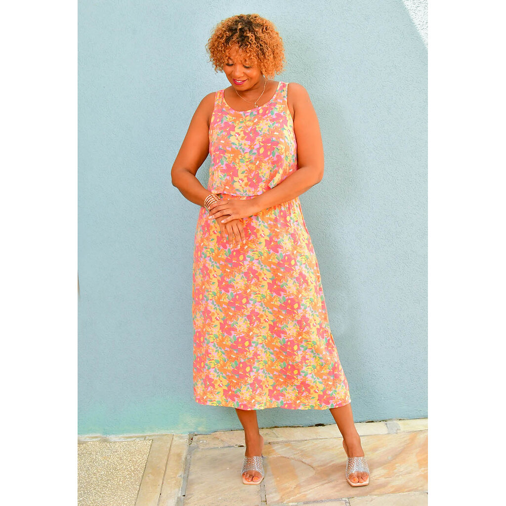 GARRET- Long Floral Pop-Over Dress