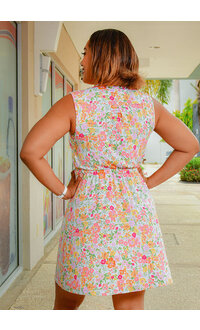 ROBERT LOUIS IVANU- Floral Dress with Drawstring Waist