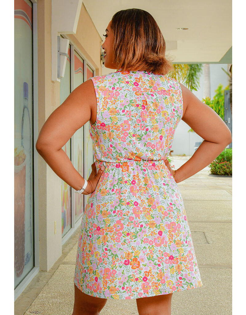 ROBERT LOUIS IVANU- Floral Dress with Drawstring Waist