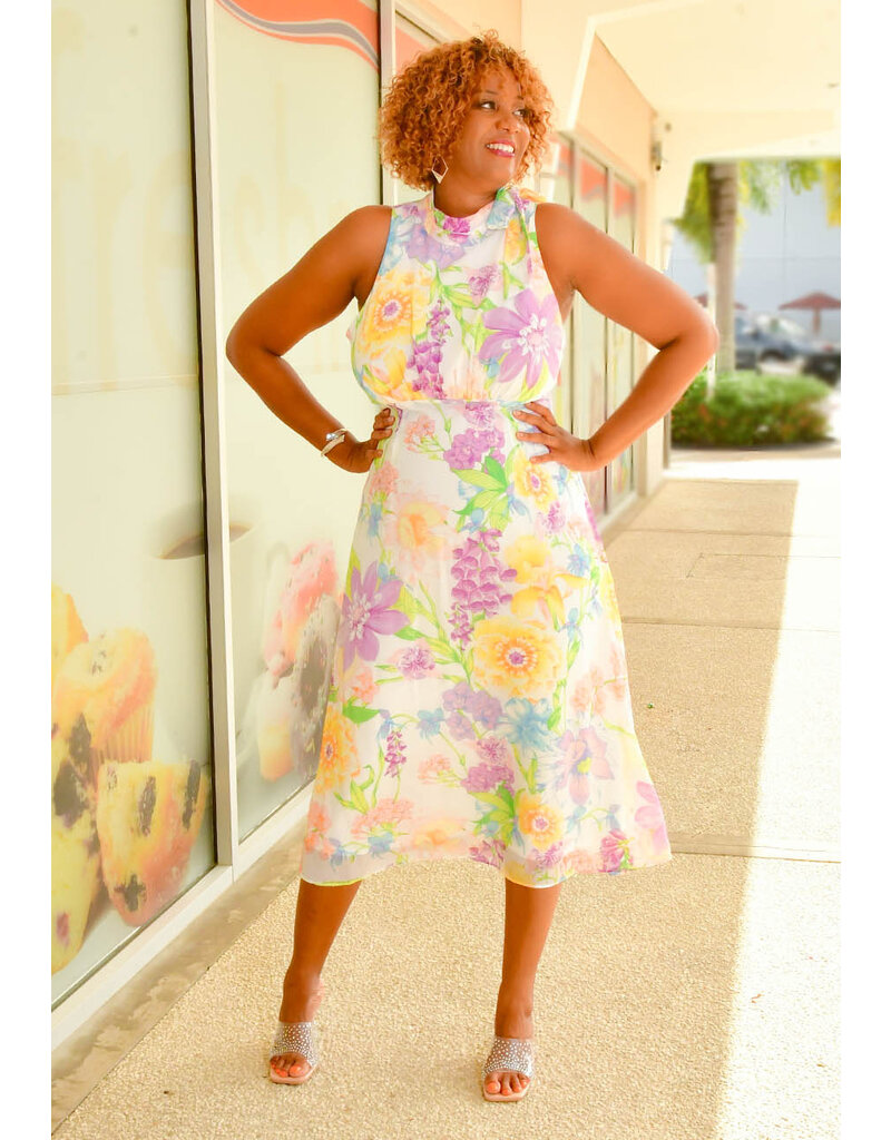 Julia Jordan FRELIA- Floral Hi Neck Dress