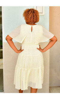Maison Tara FILUN-Printed Cape Dress with Elastic Waist