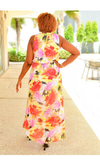 FEBA- Long Printed Hi-Lo Dress