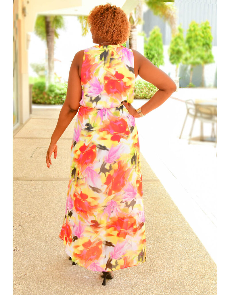 FEBA- Long Printed Hi-Lo Dress