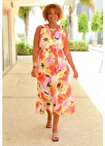 FEBA- Long Printed Hi-Lo Dress
