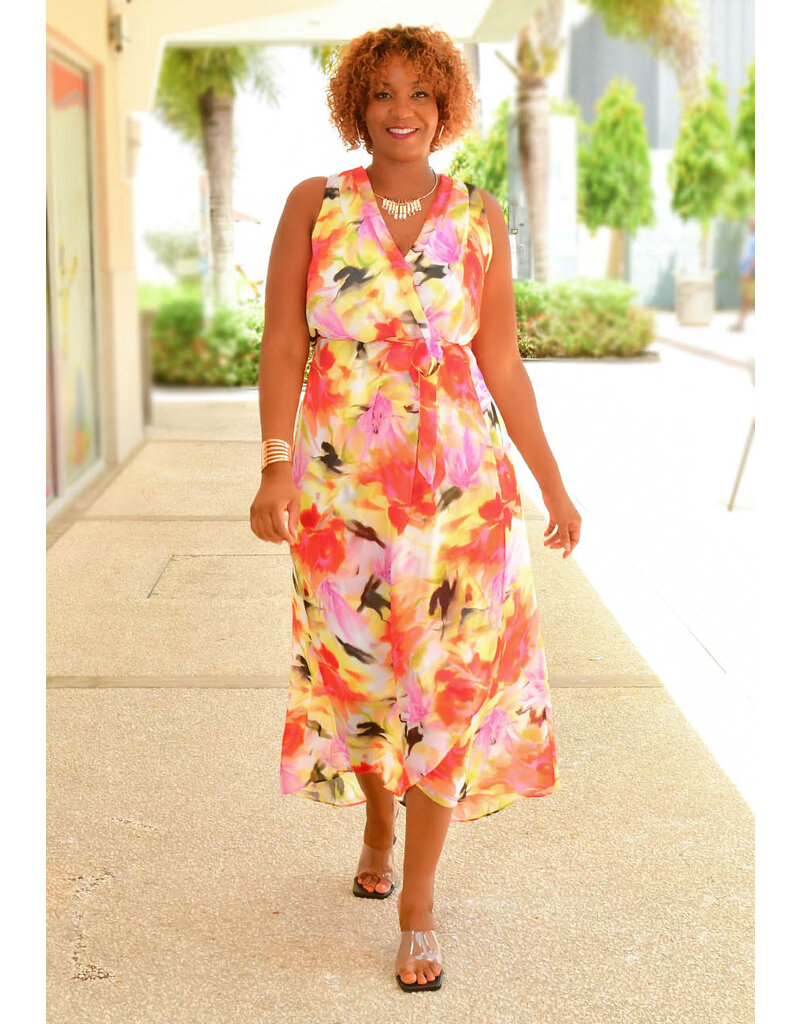FEBA- Long Printed Hi-Lo Dress