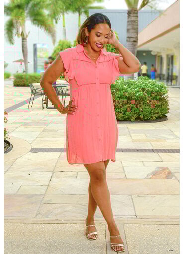 MARISSA OLIVIA GALA- Solid Button Down Collar Dress