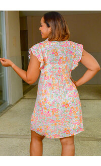 MARISSA OLIVIA GALA- Printed Floral Button Down Dress
